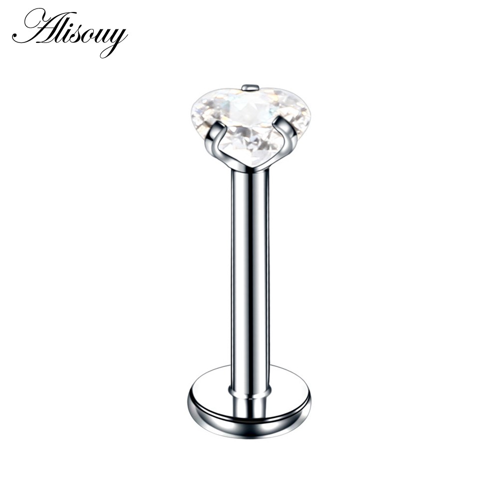 Alisouy 1 Pc Piercings Lábio De Aço Titânio Tragus Piercing Cor Prata