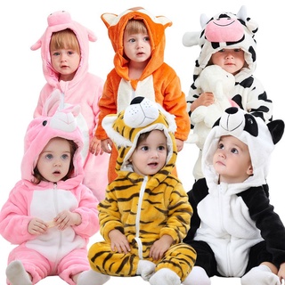 Macacão Infantil De Flanela Com Manga Comprida/Desenho De Tigre/Panda Para Bebês/Recém Nascidos/Menina Ou Menino