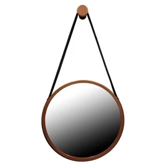 Espelho Adnet Redondo 60cm Cobre Alça Preta Com Pino De Pendurar