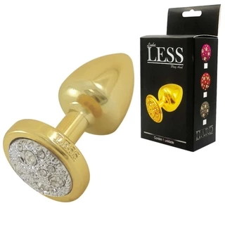 Plug Anal Dourado Médio Jóias Cravejado 6,7x3,5 CM Pedra Cromada - HARD