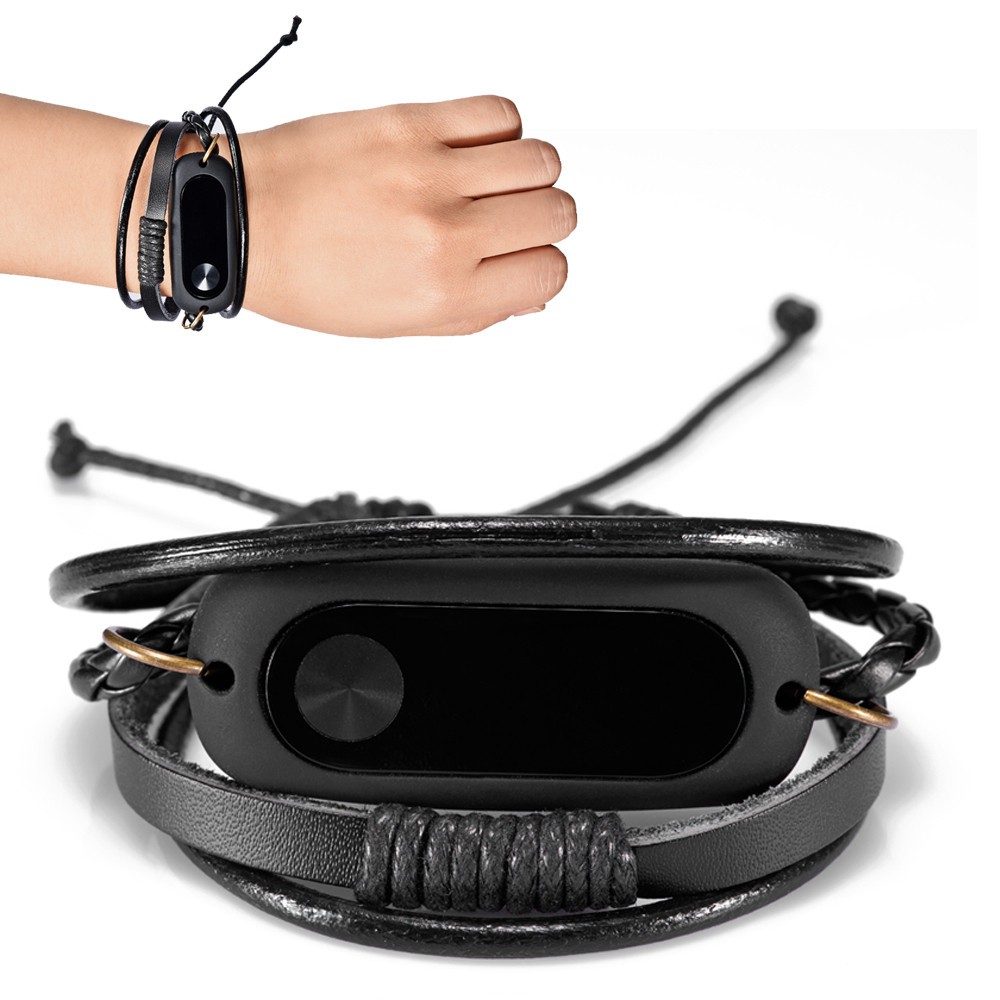Byebye. - X - Pulseira De Couro Preta Sobressalente Para Xiaomi Mi Band 2 Smart