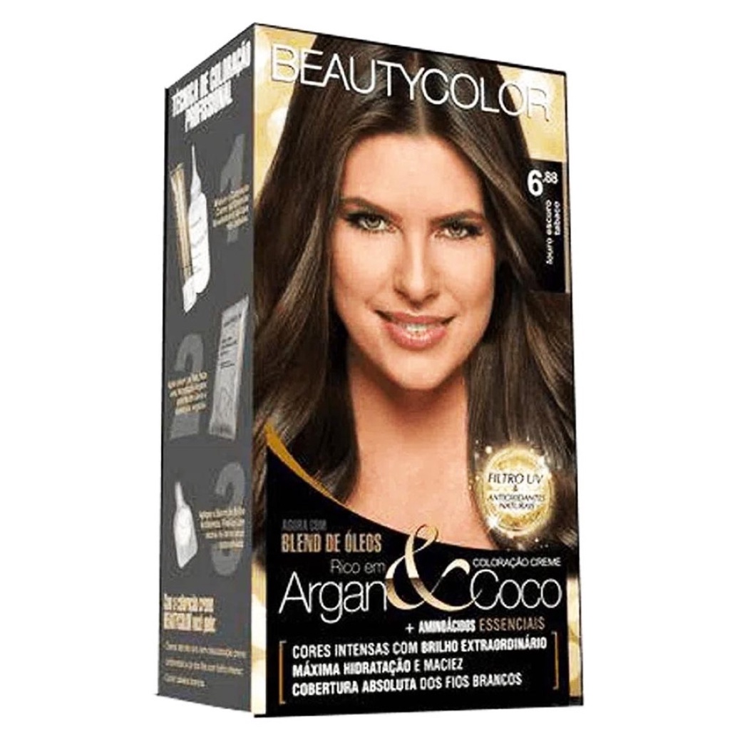 Kit Coloração Louro Escuro Tabaco 6.88 - Beauty Color | Shopee Brasil