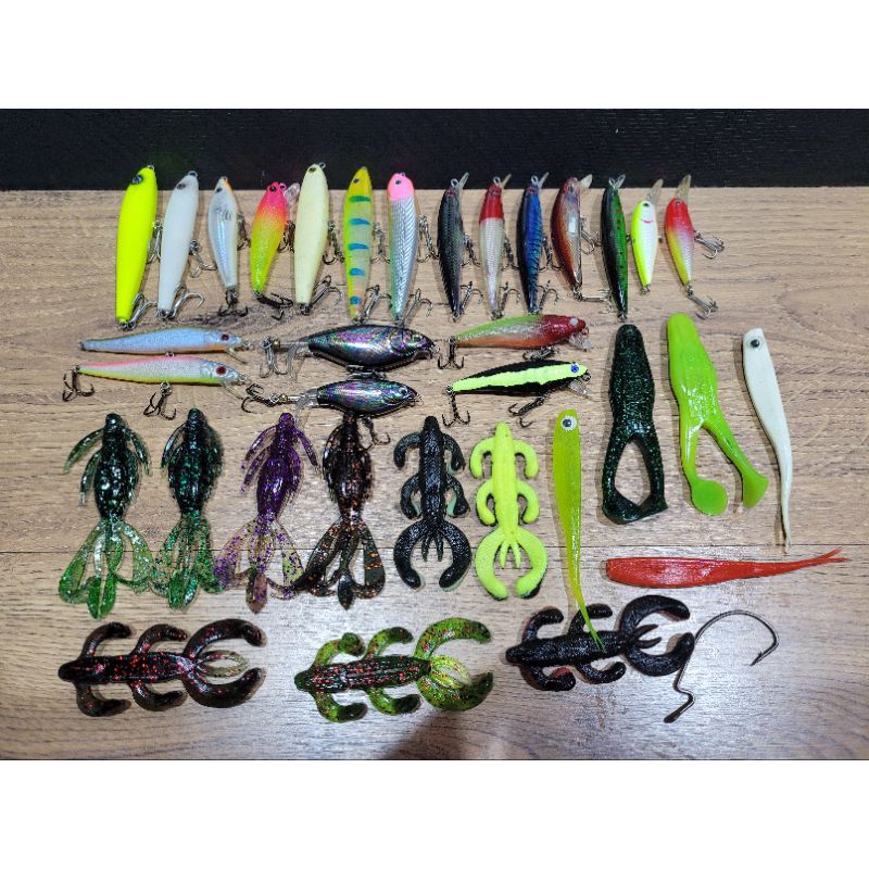 Kit Completo De Iscas Para Pesca - 35 Peças Com Ganchos E Gabaritos