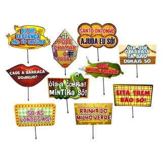 Kit 10 Placas- Plaquinhas Decorativas Festa Junina para foto Selfie