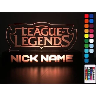 Luminária Abajur League of Legends - RGB - Personalizado Nome na Base