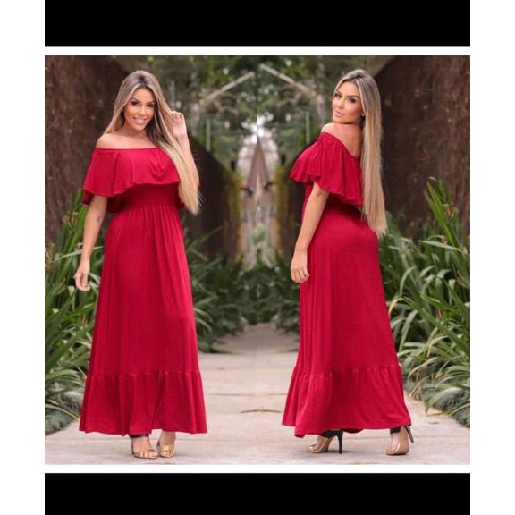 Vestido Plus Size Longo com Lastex no Busto Lavanda