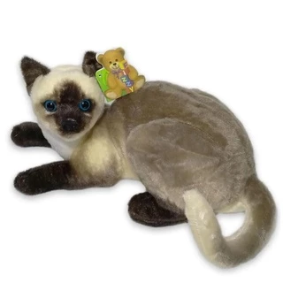Gato De Pelúcia Realista DEITADO 38 Cm Lindo siames