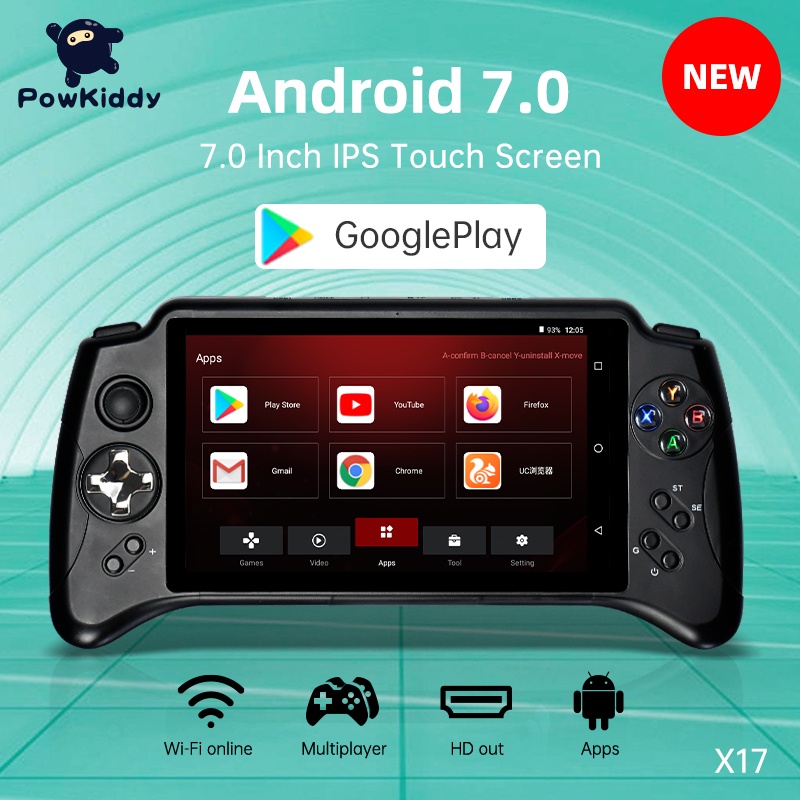 POWKIDDY X17 Android 7.0 Handheld Game Console MTK 8163 Polegada IPS Tela De Toque Quad Core 2 Gb De RAM 32 ROM Retro
