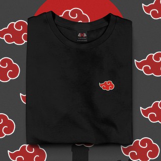 Camiseta Camisa Nuvem Vermelha Akatsuki Símbolos Naruto Shippuden Unissex  Preta 100% Algodão