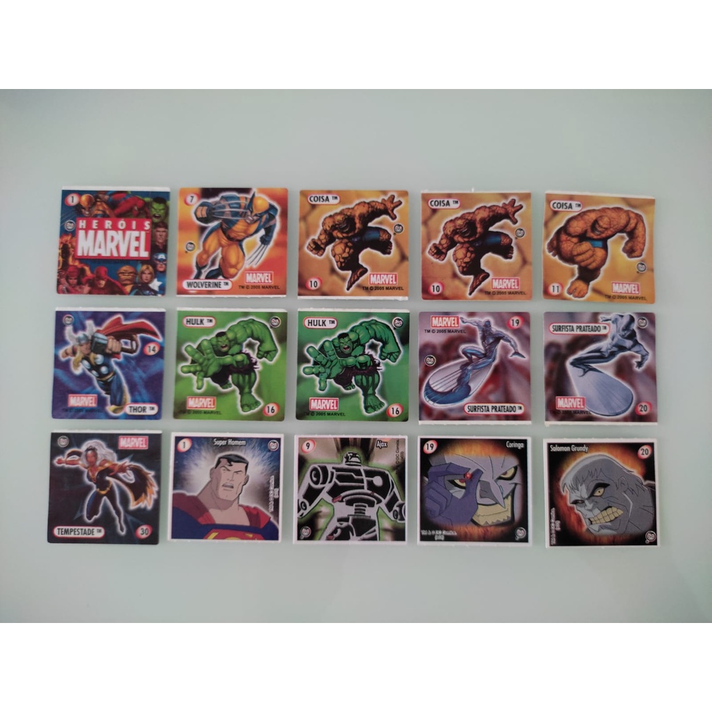 15 Stamps Figurinhas Herois e Viloes