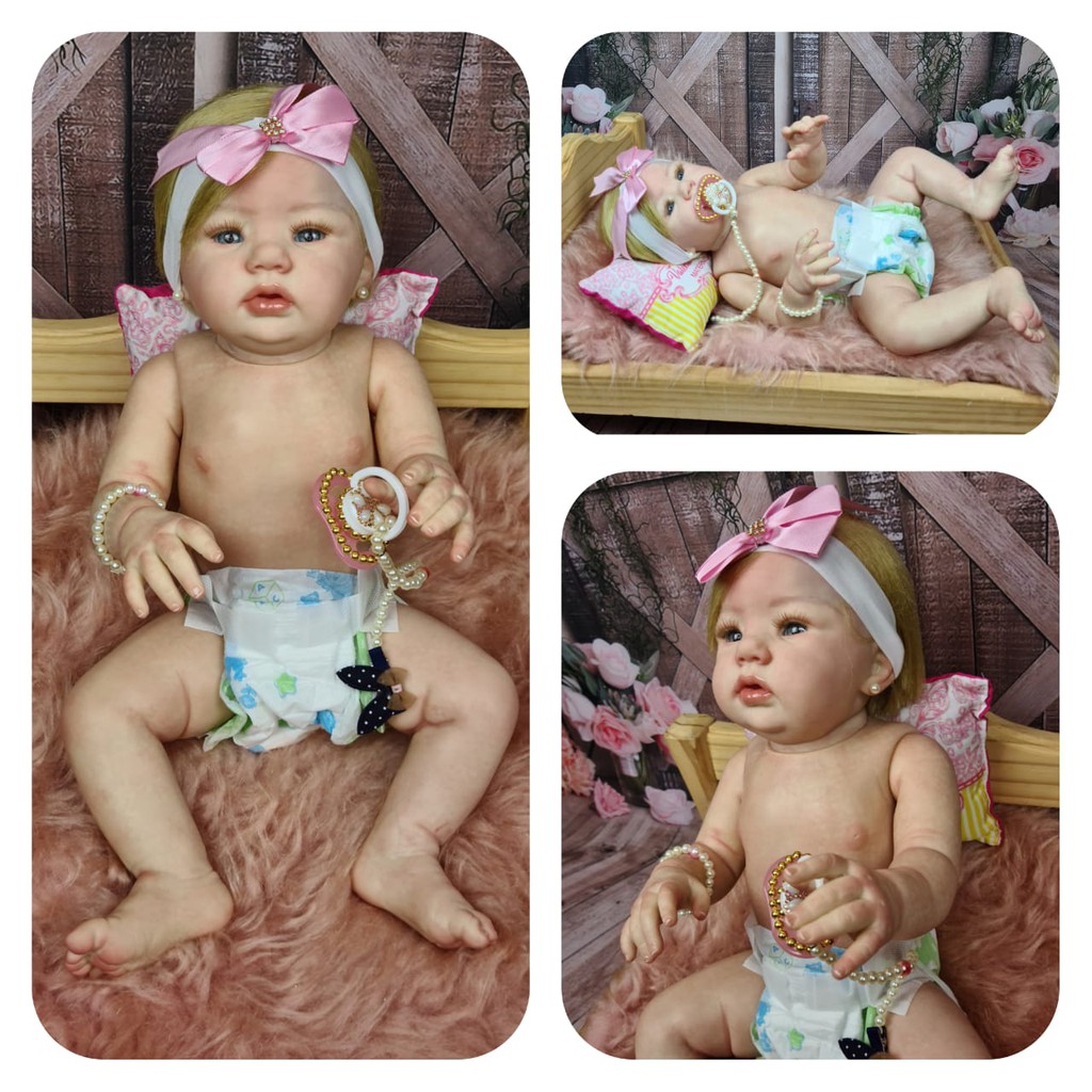 Boneca Bebê Reborn Abigail Sorrindo 48cm Corpo de silicone no Shoptime