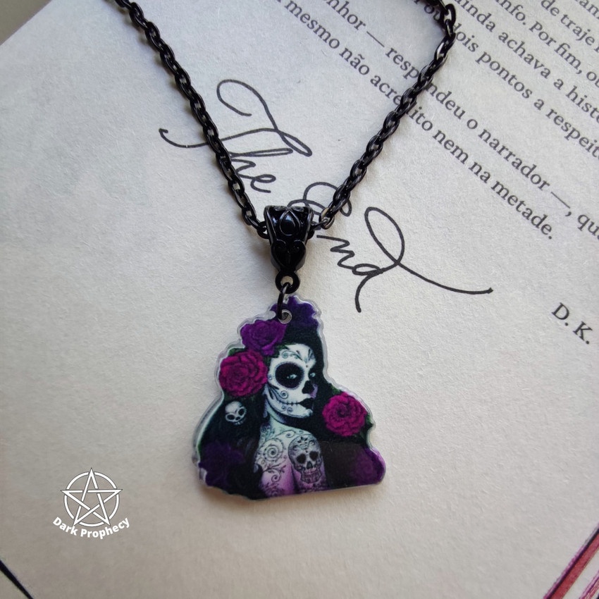 Colar La Catrina Mulher Mexicana Caveira Dark