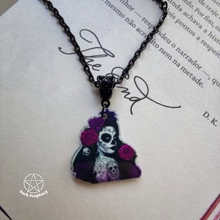 Colar La Catrina Mulher Mexicana Caveira Dark