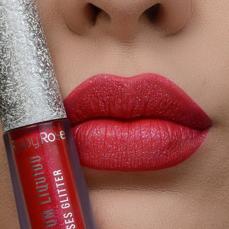 Batom Líquido Matte Ruby Rose Shine Kisses Glitter 353