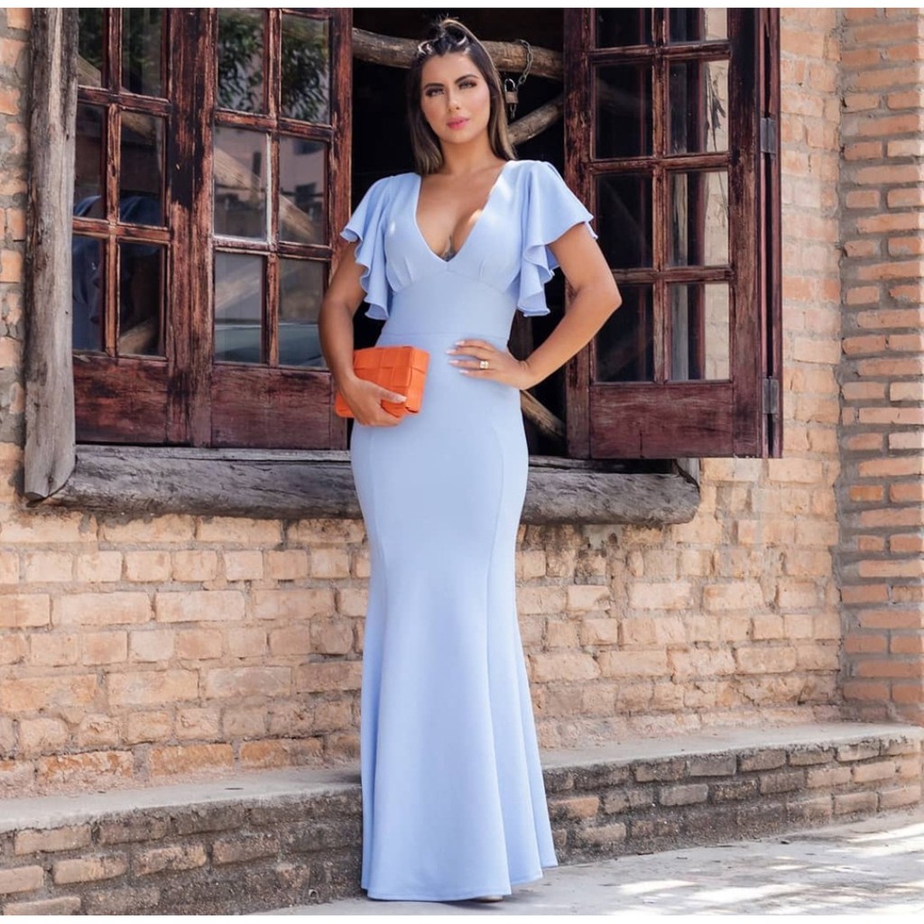 Vestido sereia hot sale azul