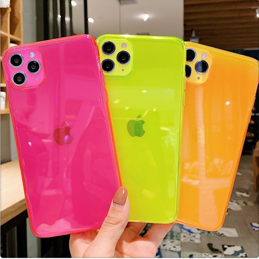 Capa de telefone transparente colorida para iPhone 14 13 12 11 Pro Max XR  XS X