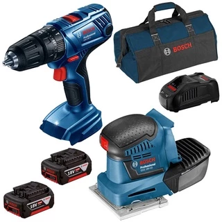 Furadeira e Parafusadeira 18V GSB 180-LI + Lixadeira de Palma Orbital 18V GSS 18V-1 BOSCH