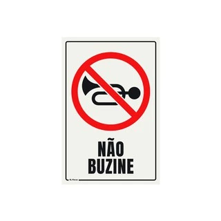 Placa de Sinalização Não Buzine 20 x 30 - Vertical