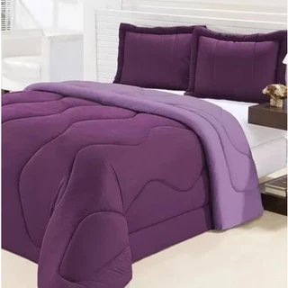 Edredom Em Malha Gel 3 Peças Casal Queen 2,20 X 2,40 - Roxo Com Lilas