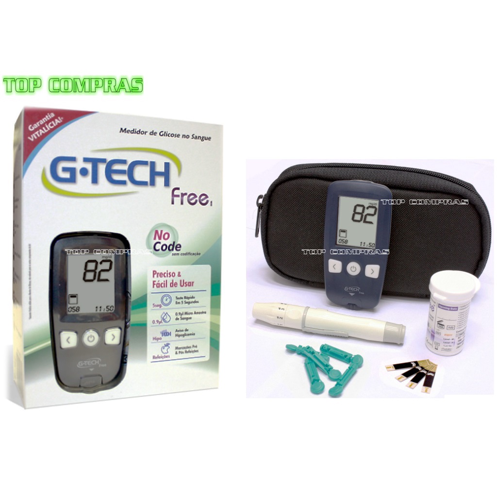 Kit Medidor Glicose G-Tech Free 1 Completo - MGKTFR1 | Shopee Brasil