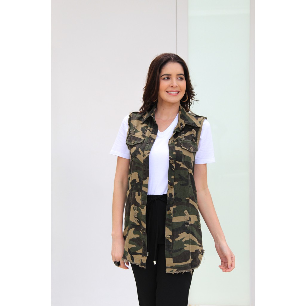 Colete jeans hot sale camuflado feminino