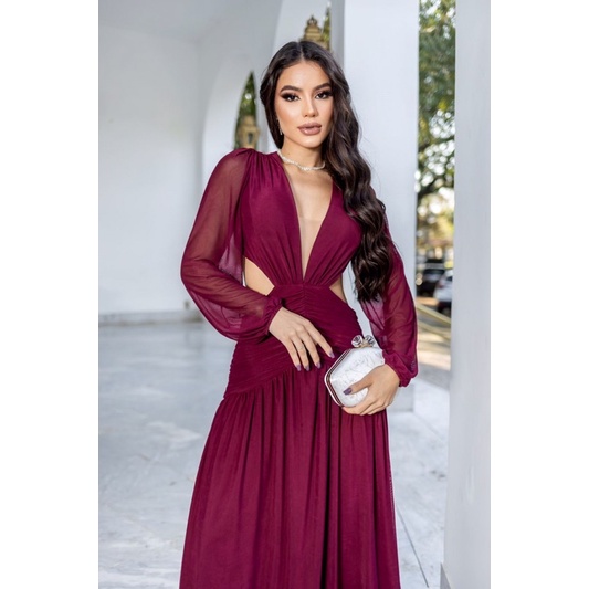 Modelo de vestido de best sale madrinha marsala