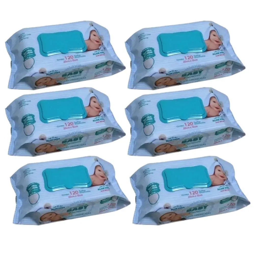 Toalha Lenço Umedecido Marigold Baby Premium 120 Unidades - Kit C/6 Unidades