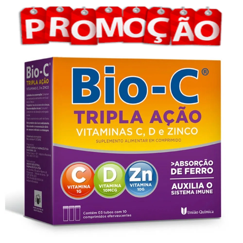 Bio-C Tripla Ação C/30 Comprimidos - Suplemento Alimentar Com Vitamina ...