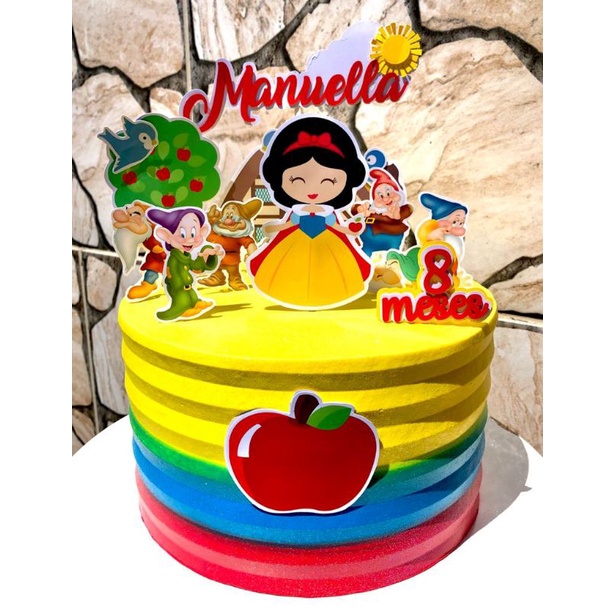 Topo de bolo Branca de neve topper desenho princesa