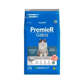 Ração Premier para Gatos Castrados de 6 meses a 6 anos Sabor Frango 1,5KG em Oferta na Shopee