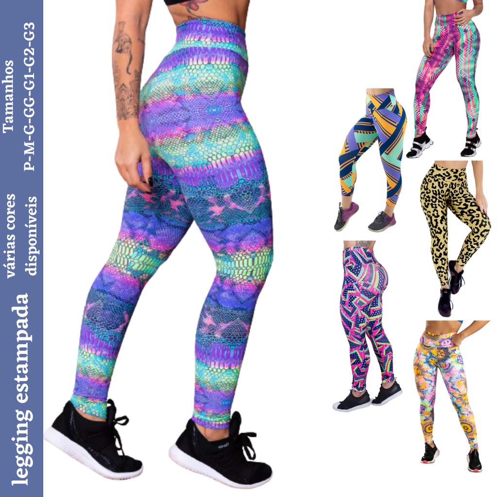 Calça Legging Feminina Estampada Cintura Alta