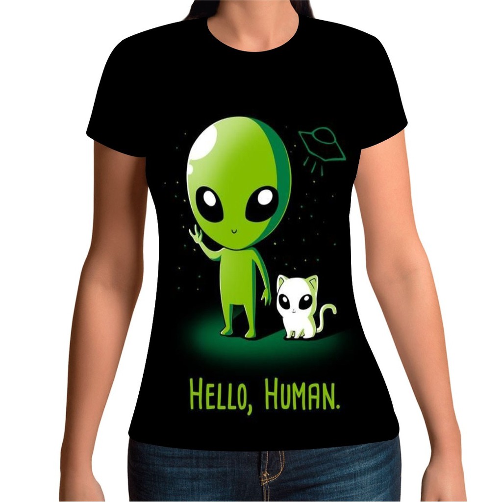 Camiseta ET alienígena extraterrestre baby look feminina estampada