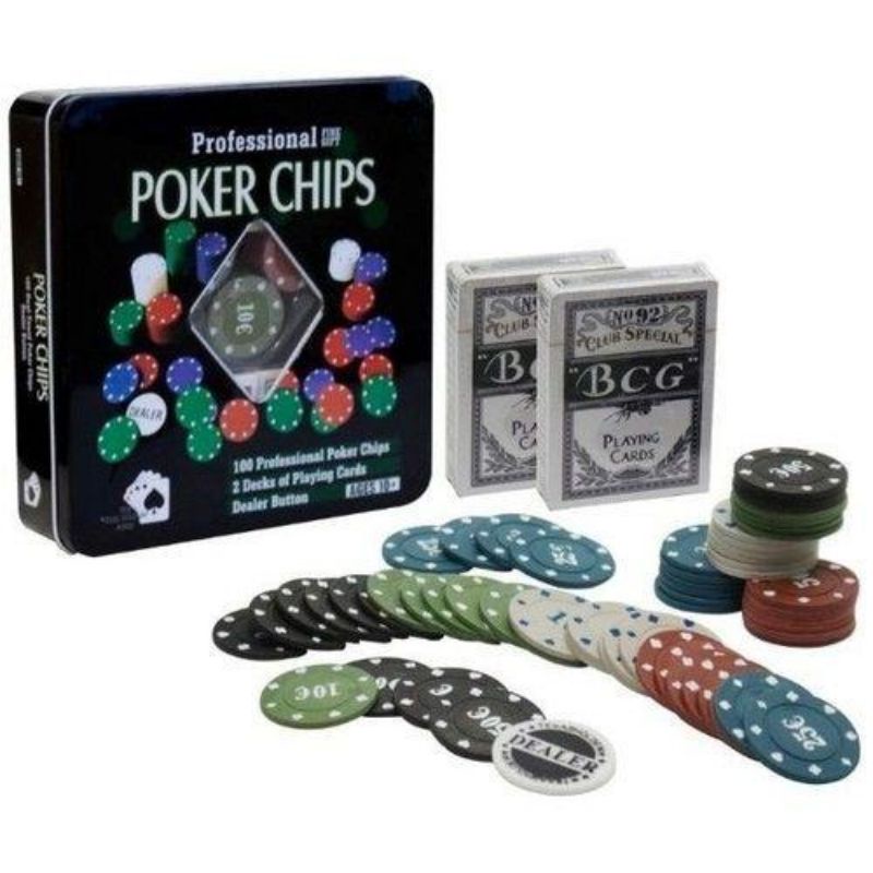Jogo de Poker Profissional Estojo de Metal com 100 Fichas + 2 Baralhos  Unidade - Rocie/ WX Gift - WX Gift Beleza