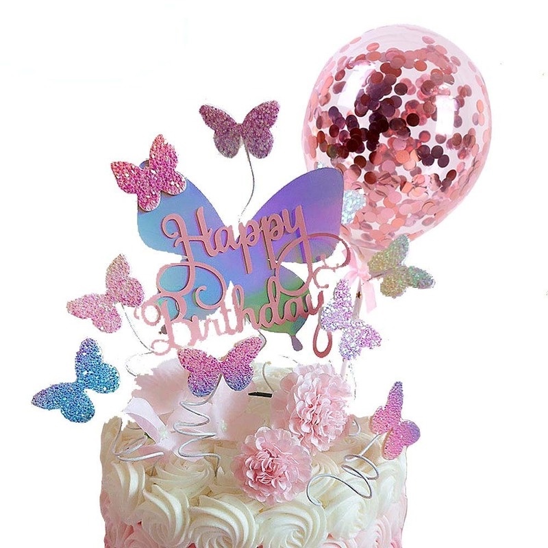 13 peças/conjunto Topper de bolo com decoração de borboleta