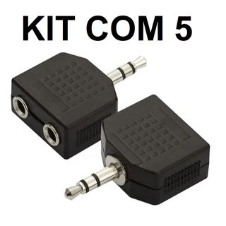 Adaptador P2 Macho Stereo Para 2 P2 Fêmea Stereo KIT COM 5
