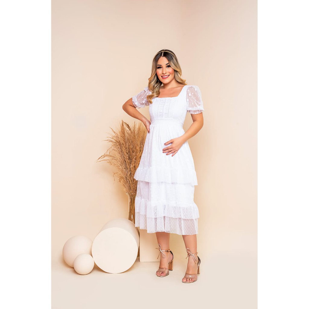 Vestido branco para sales gravida