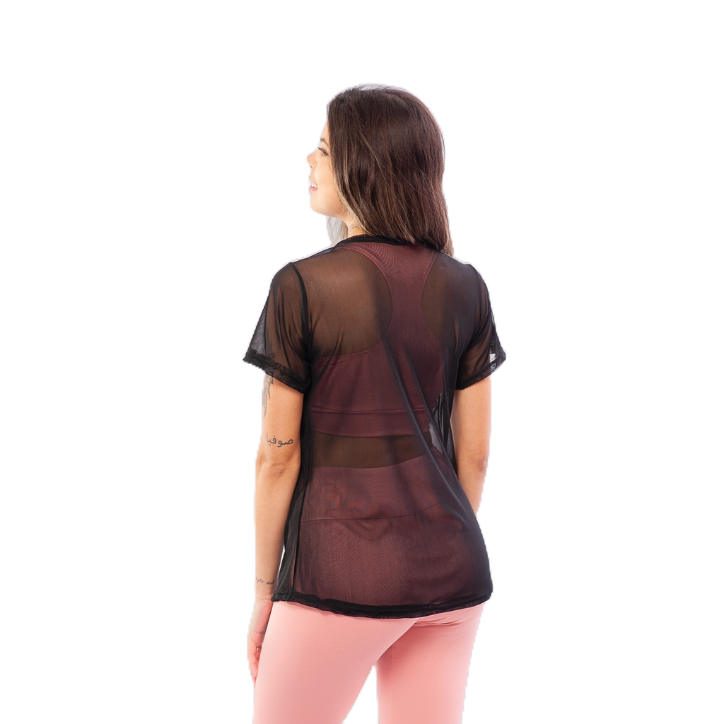 Blusa Feminina Manga Laço Abertura Costas Look Academia Fitness Treino  Furadinho Strap