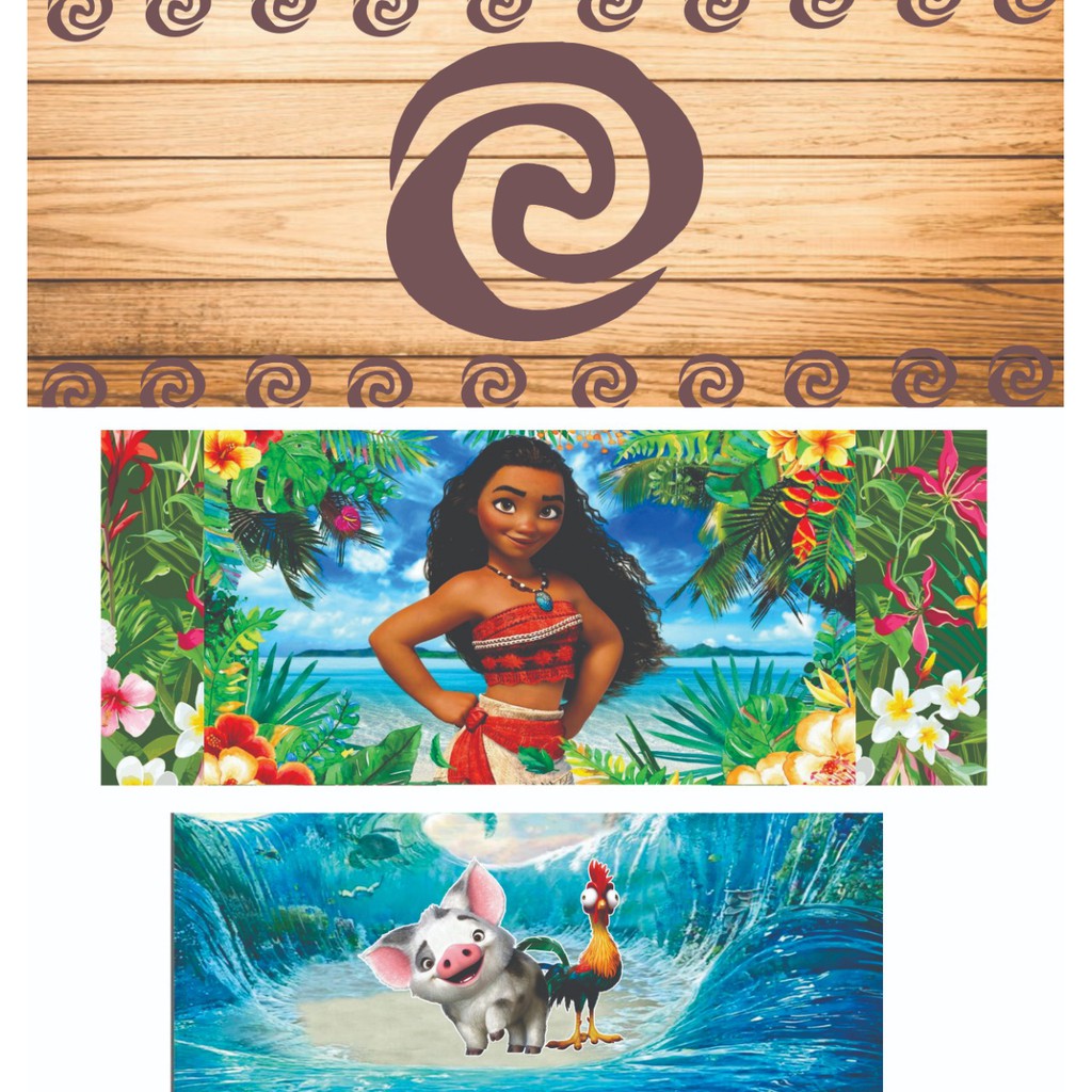 Jogo Capas de Cilindro em Lona para Decoração Festa Tema MOANA