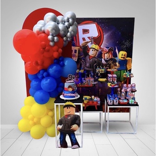 Kit Decoração Festa Roblox - 8 De Mesa + Painel Personalizado