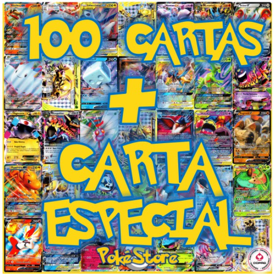Lote Pokémon - 100 Cartinhas - Gx, V, Vmax Grátis - Original