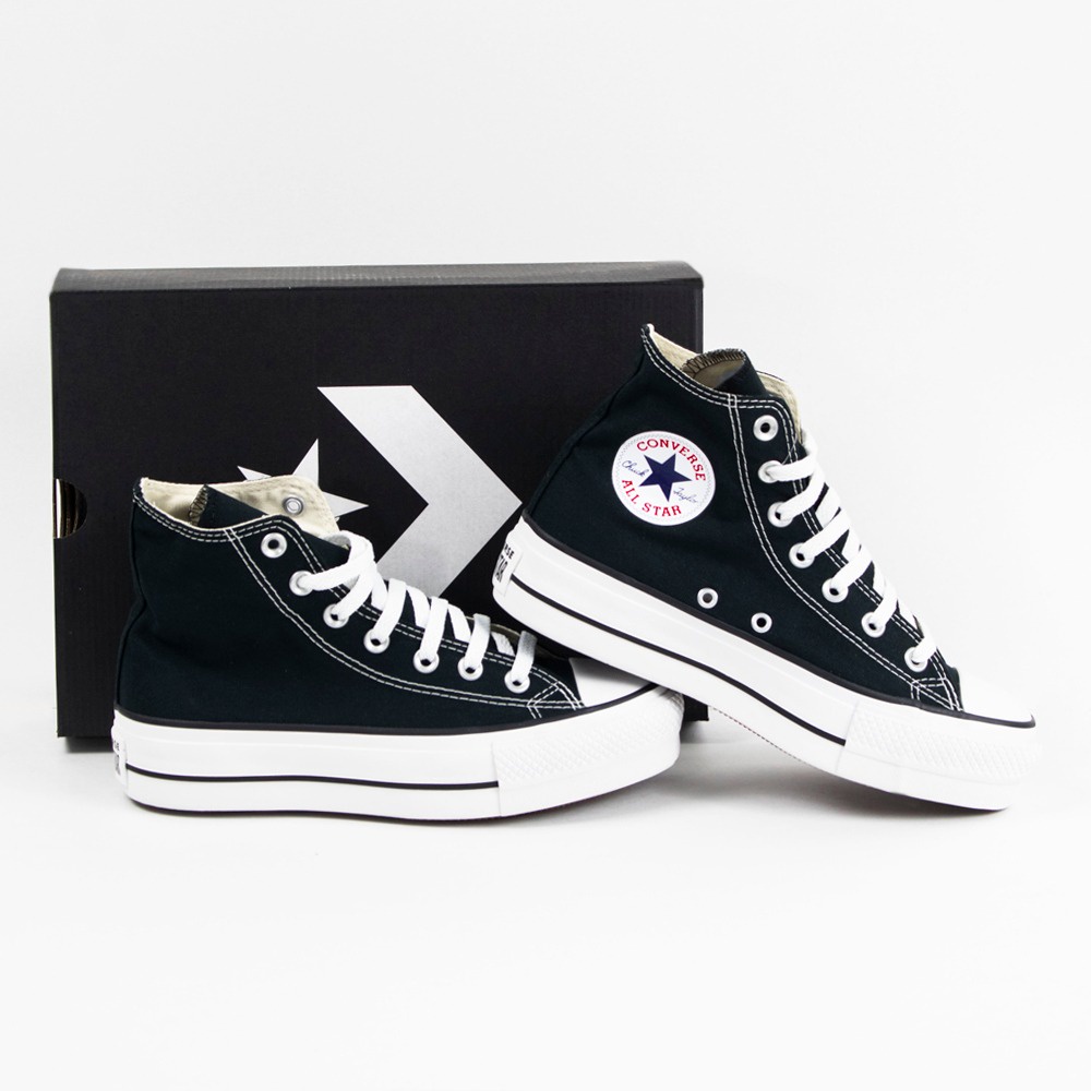 All Star Converse Preto Plataforma Cano Alto