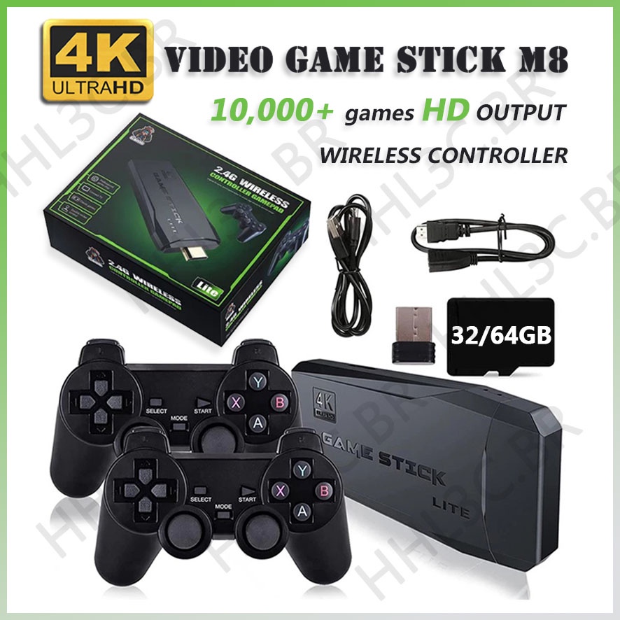 Vídeo Game Retro Game Box 34000 Jogos 64gb 2 Controles Sem Fio Premiun