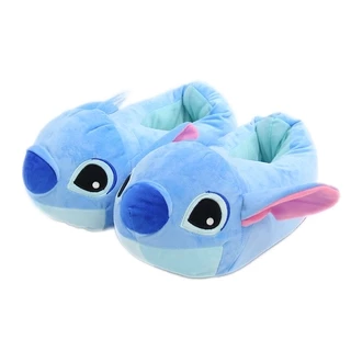 Autumn Winter Cartoon Plush Slippers Purple Shark Stitch Cotton Shoes