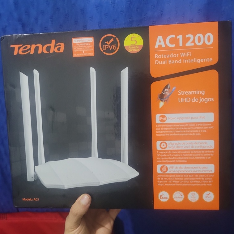 Roteador WiFi Dual Ac1200Mbps 4 Antenas Tenda Ac5 Branco Shopee