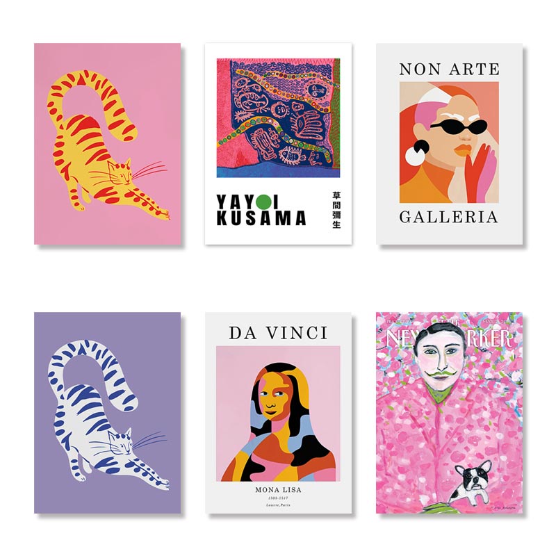 Pop Moda Cartaz Mona Lisa E Impressão Arte Yayoi Kusama Pintura Da Lona Do Vintage New Yorker Magazine Sala De Estar Decoração Quarto