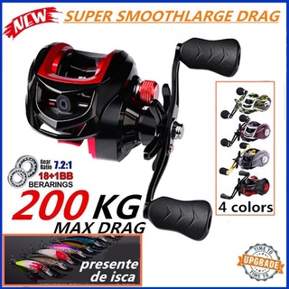 Cana De Pesca Molinete Magnético 18 + 1BB Baitcasting Fishing Reel Magnetic Brake Para Salwato