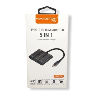 Adaptador 5 em 1 Type C Para Hdmi 3.0 Dock Station H