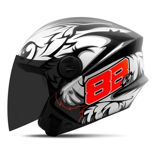 Capacete Aberto De Moto Feminino E Masculino New Liberty Three Preto Brilhante GP 88 Pro Tork
