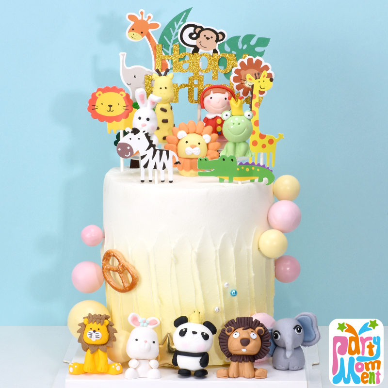7pcs, Animal Cake Toppers, Decorações de bolo de animais de