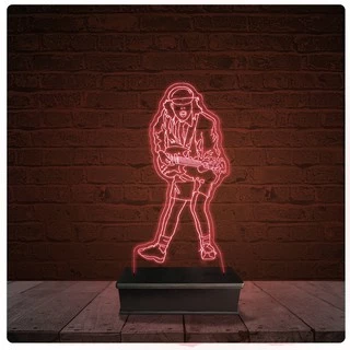 Abajur Luminária Acrílico Led - Angus Young AC/DC Banda 10